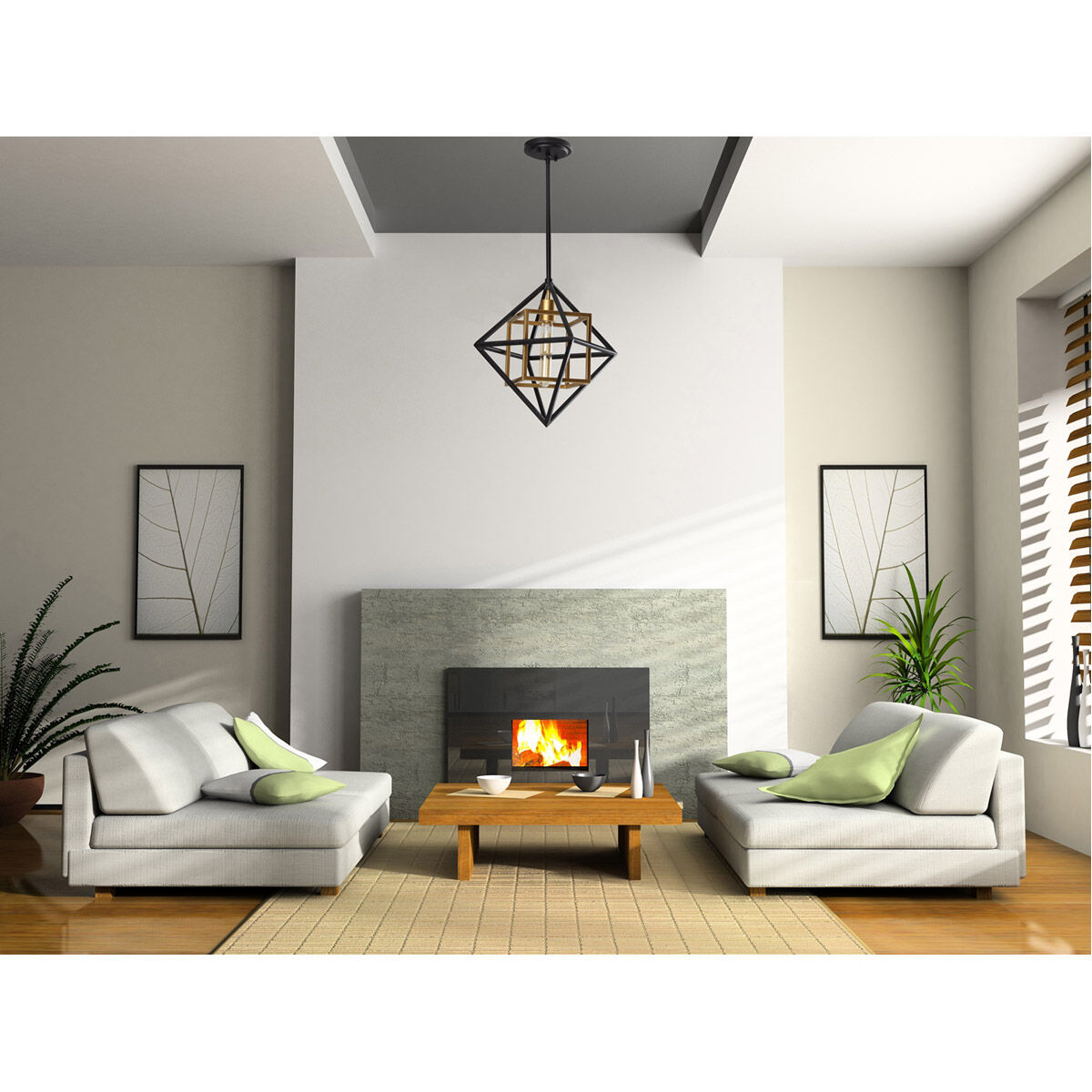 Pryor 1 Light 14.96 inch Black and Gold Pendant Ceiling Light